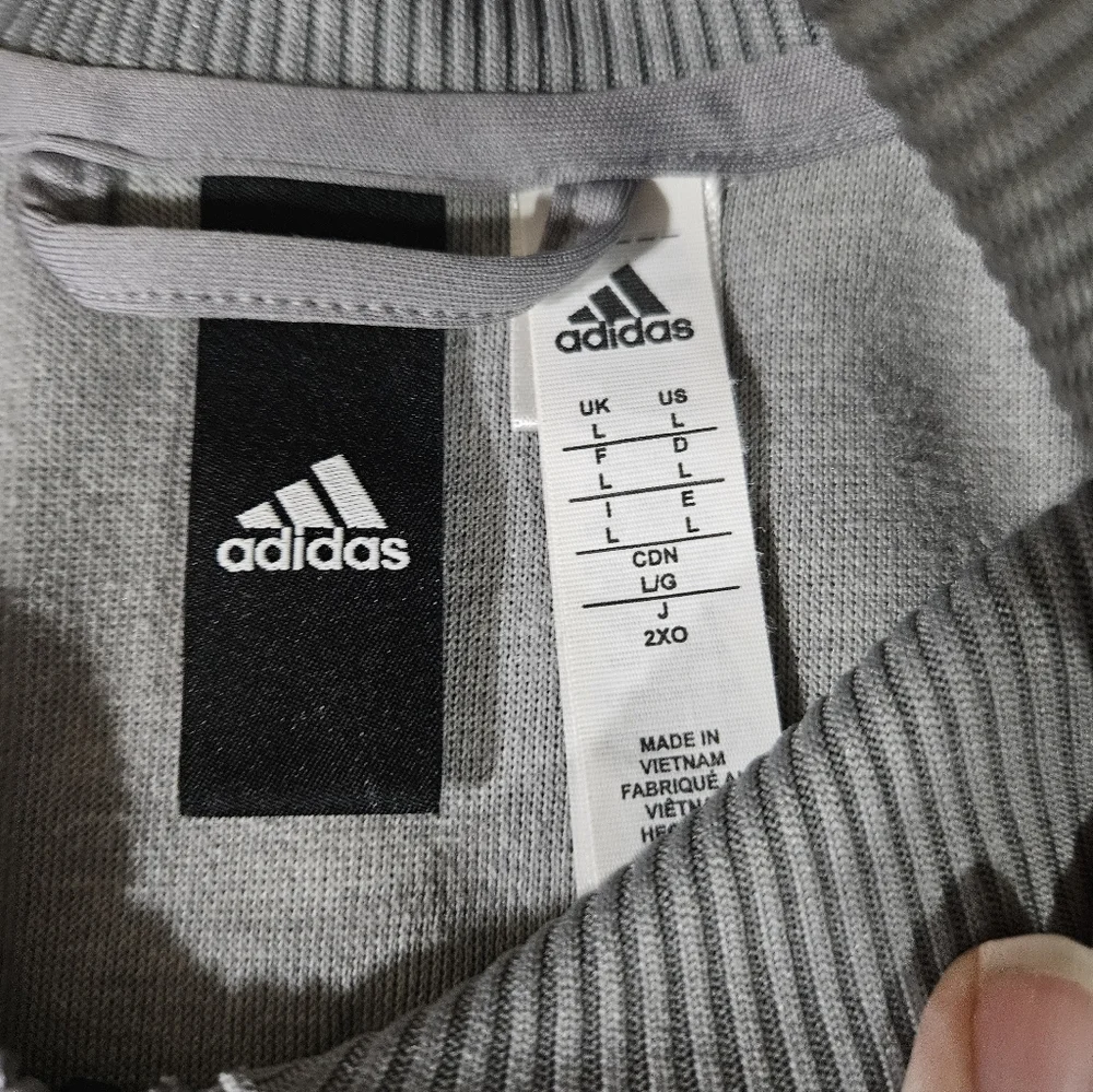 Adidas Gray Track Jacket with Black Stripes Size Large - Picture 3 of 10